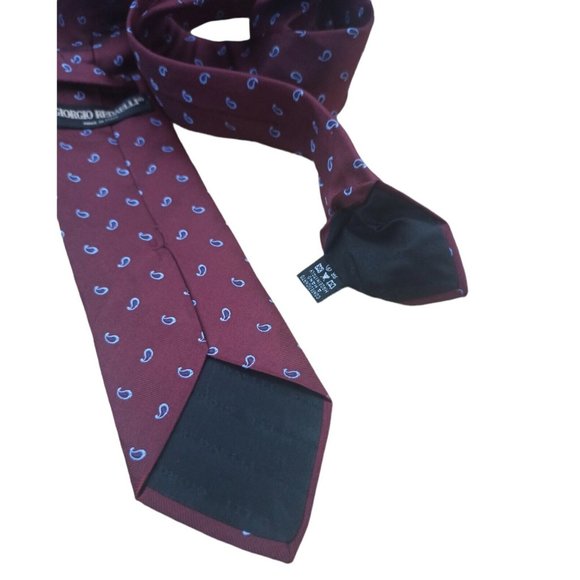 GIORGIO REDAELLI Red Paisley Silk Tie ITALY 61"/ 3" EC - Picture 9 of 9